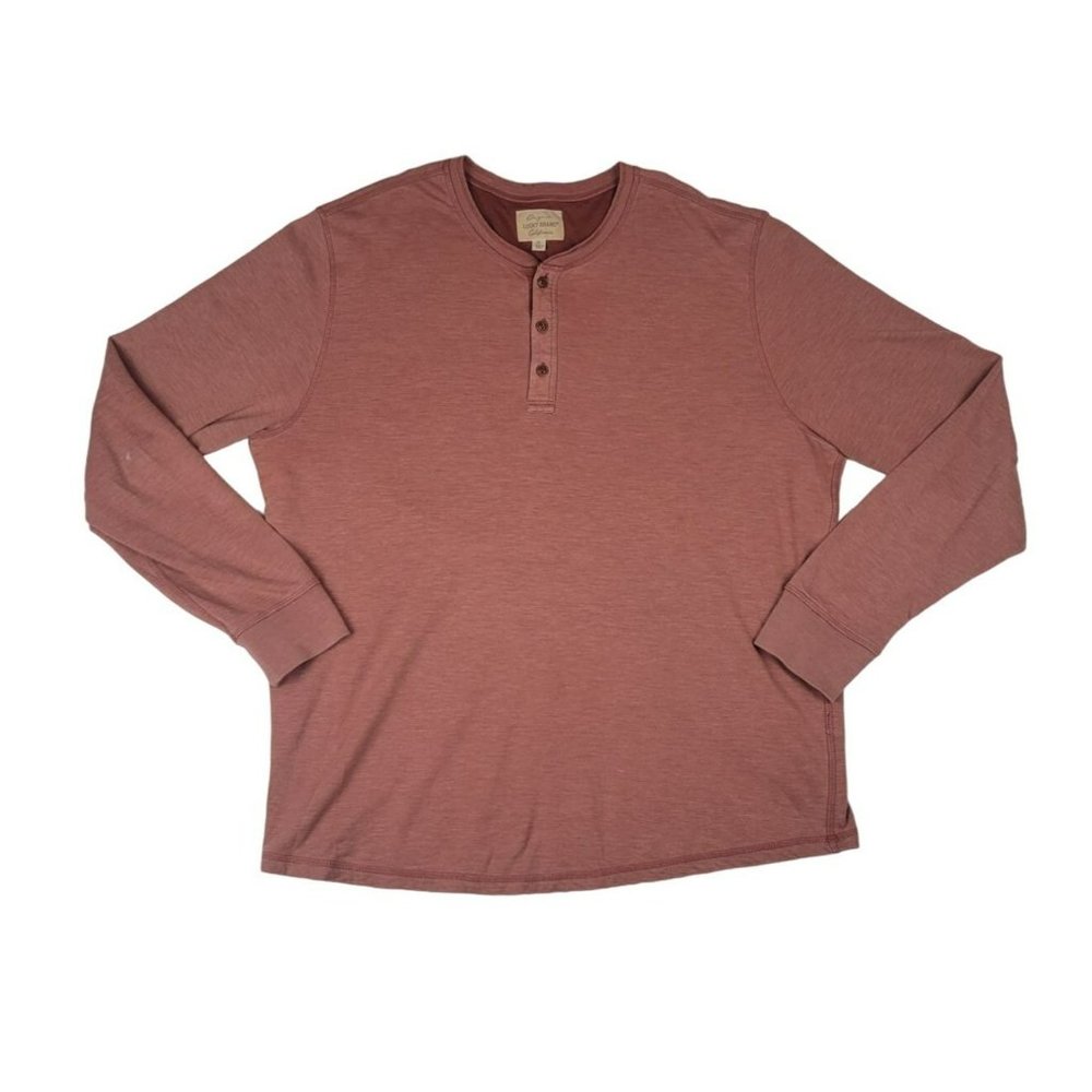 Lucky Brand Shirt Men's Size Extra Large Muted Orange Long Sleeve Henley